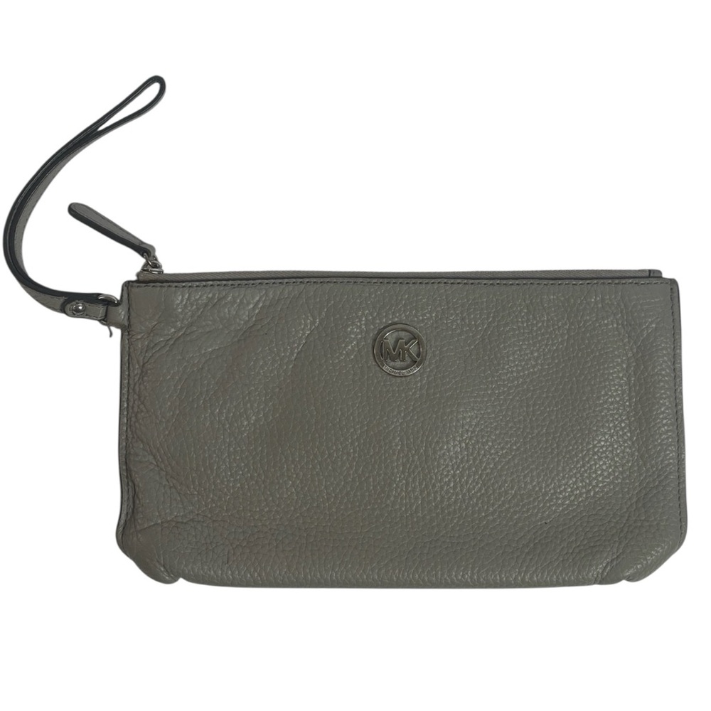 Michael Kors Gray Pebbled Leather Wristlet‎ Clutch